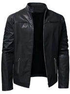 Ethan | Chaqueta Moto de Cuello Mandarín y Diseño Elegante