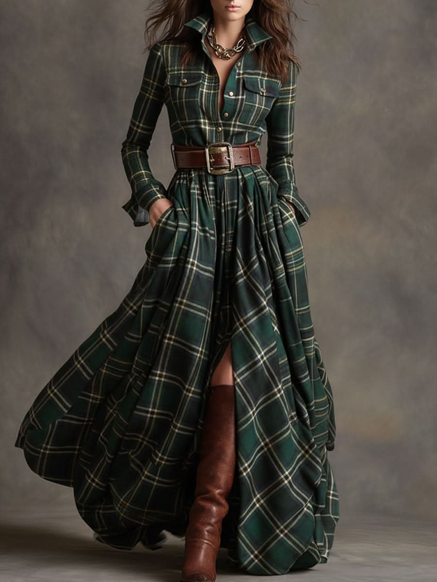 Scarlett | Elegante vestido camisero a cuadros