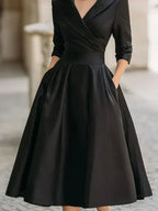 Gabriella | Robe midi gracieuse à col cache-cœur
