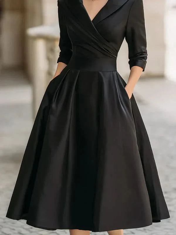 Gabriella | Robe midi gracieuse à col cache-cœur