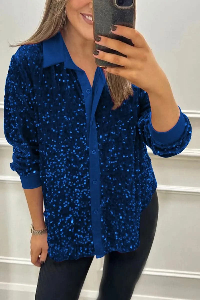 Valeria | Chemise Glamour à Paillettes Premium