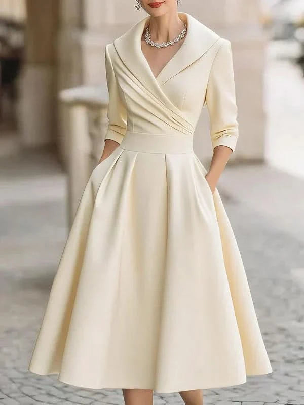 Gabriella | Robe midi gracieuse à col cache-cœur