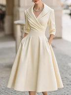 Gabriella | Robe midi gracieuse à col cache-cœur