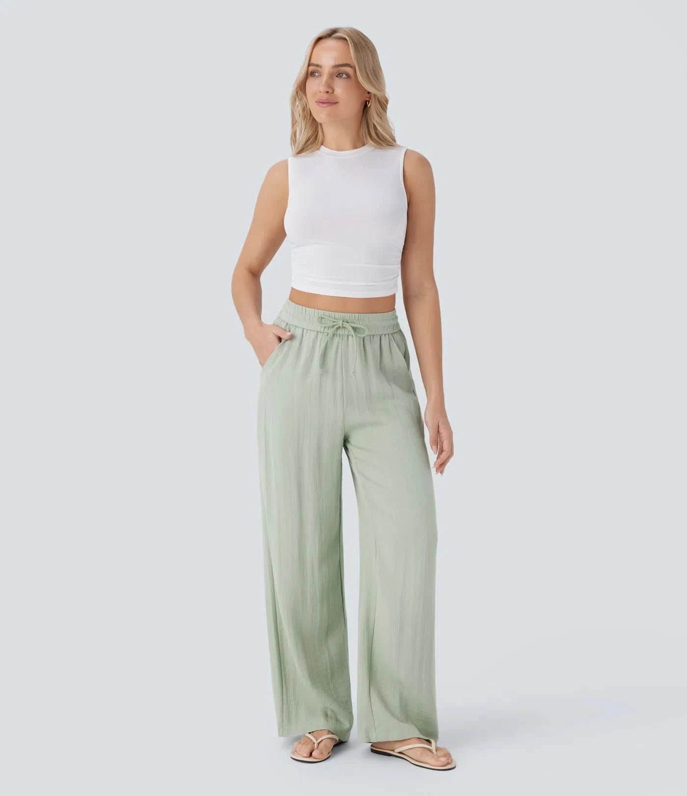 Pantalones de lino de cintura alta Lina™