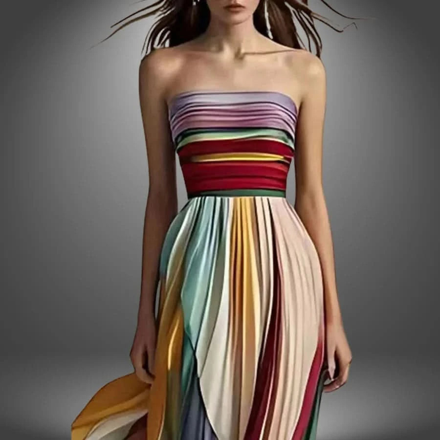 Isola - Elegant Pleated Evening Dress