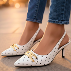 Zapatos de tacón slingback Odette con lunares