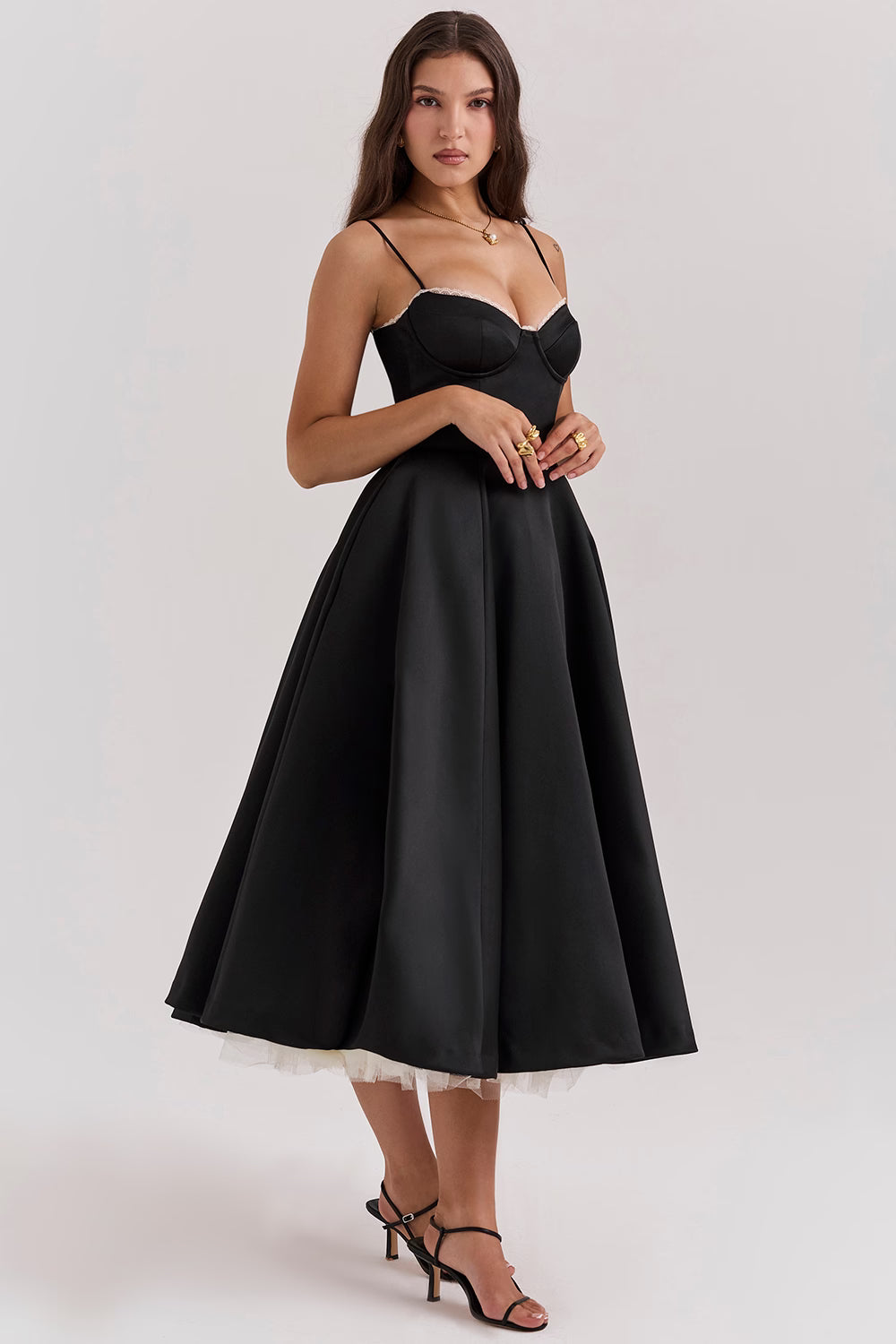 Mademoiselle™ | Black Tulle Midi Dress