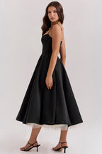 Mademoiselle™ | Black Tulle Midi Dress
