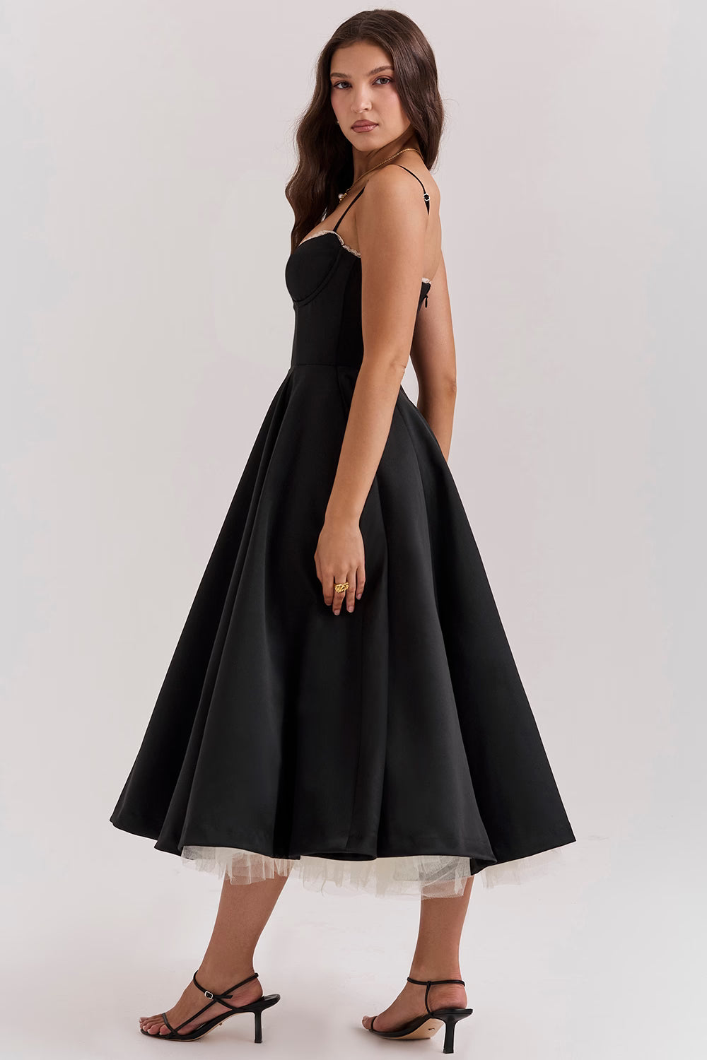 Mademoiselle™ | Black Tulle Midi Dress