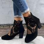 Mila | Botines Elegantes con Tacón de Bloque y Encaje
