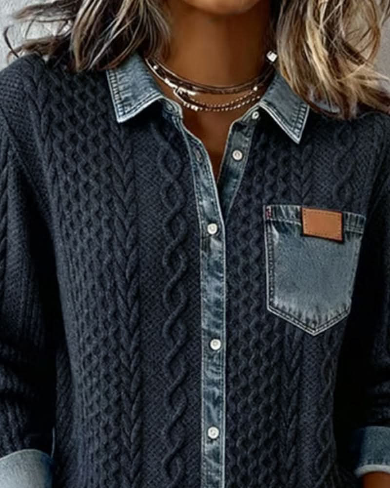 Elowen | Cardigan Superposé avec Bordures Contrastantes et Raffinées