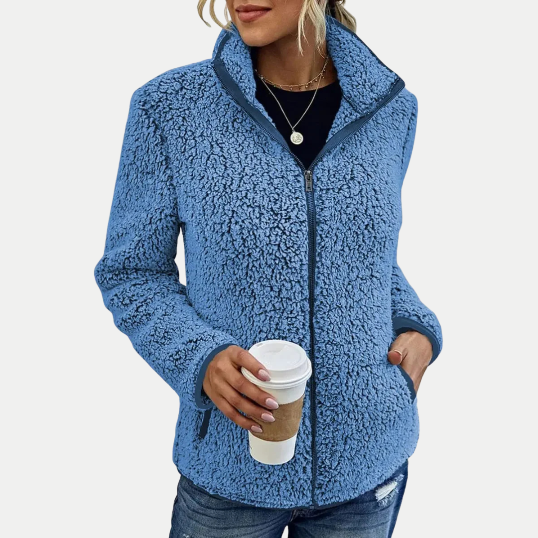 Ellis | Veste douillette à texture douce et fermeture éclair sur le devant