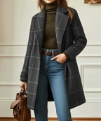Vivienne | Elegant Check Long Coat