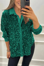 Valeria | Chemise Glamour à Paillettes Premium