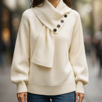 Lydia | Suéter de punto elegante con cuello de pañuelo