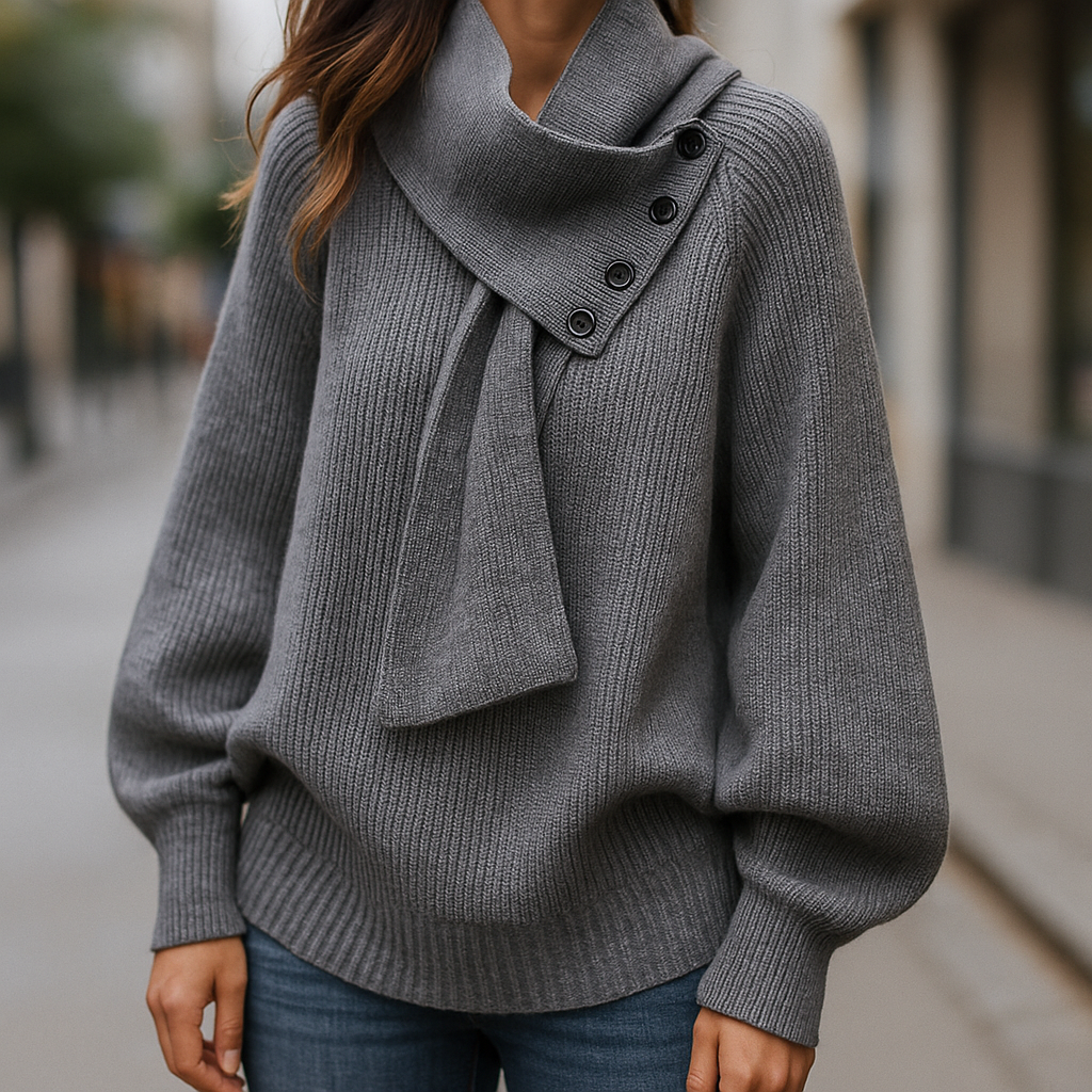 Lydia | Suéter de punto elegante con cuello de pañuelo