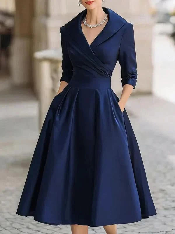 Gabriella | Robe midi gracieuse à col cache-cœur