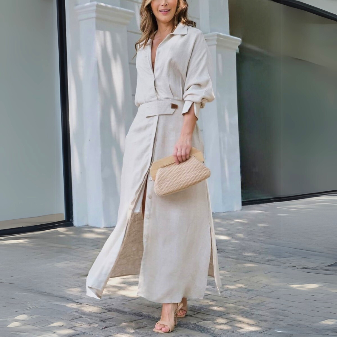 Jeanette | Robe longue élégante à col en V