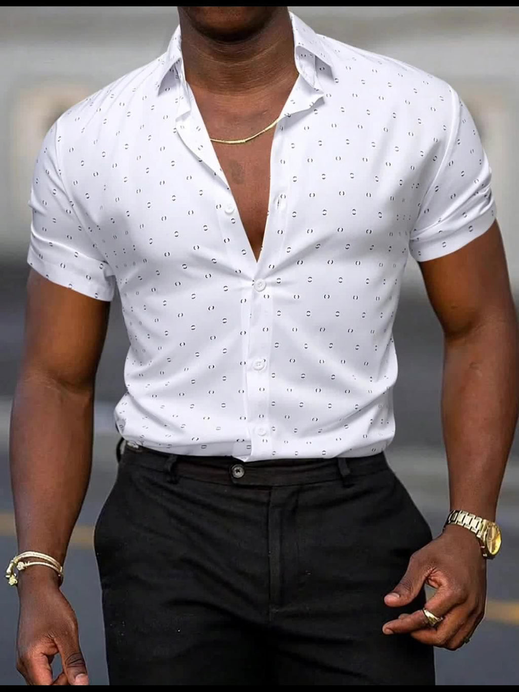 Elias | Camisa de manga corta estampada moderna con botones
