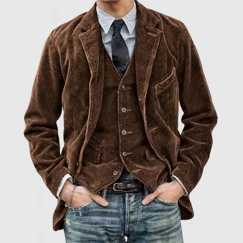 Frank | Conjunto de dos piezas de blazer y chaleco de pana prémium