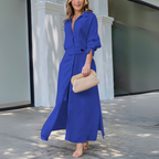 Jeanette | Vestido largo con cuello en V elegante