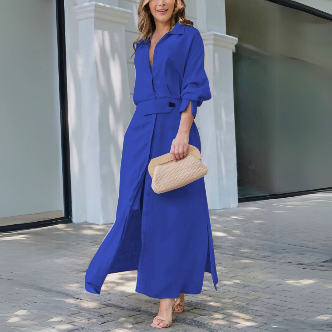 Jeanette | Robe longue élégante à col en V