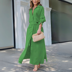 Jeanette | Vestido largo con cuello en V elegante
