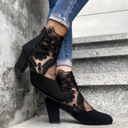 Mila | Botines Elegantes con Tacón de Bloque y Encaje