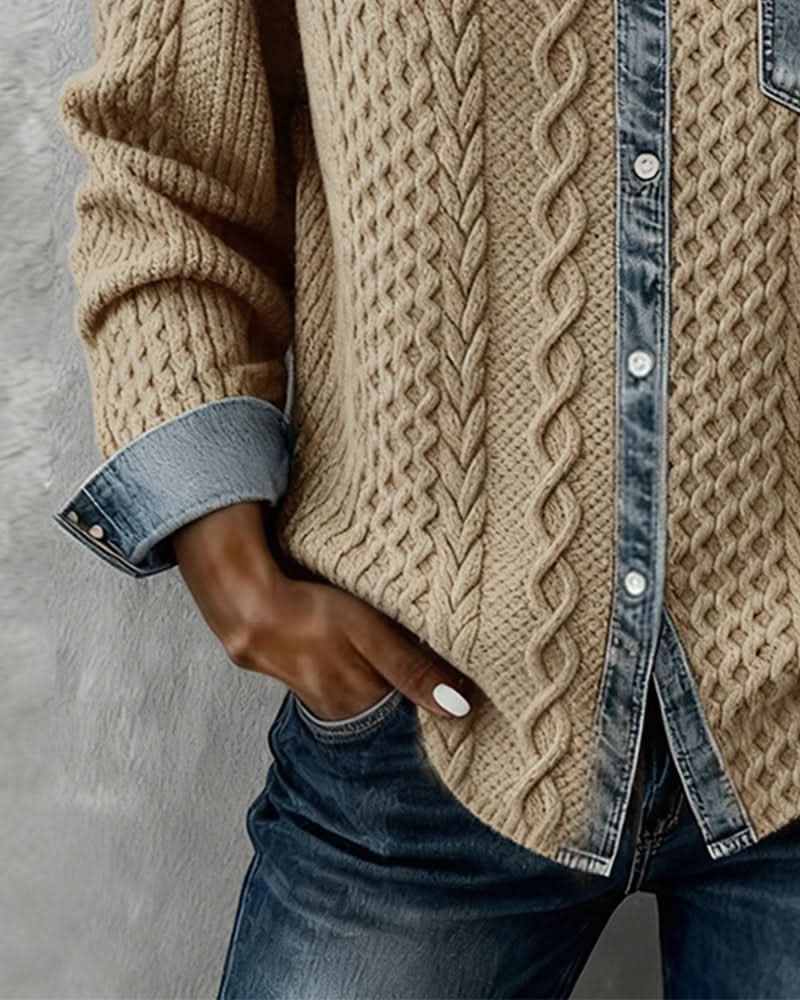 Elowen | Cardigan Superposé avec Bordures Contrastantes et Raffinées