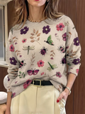 Hazel | Suéter de punto con estampado floral de la naturaleza