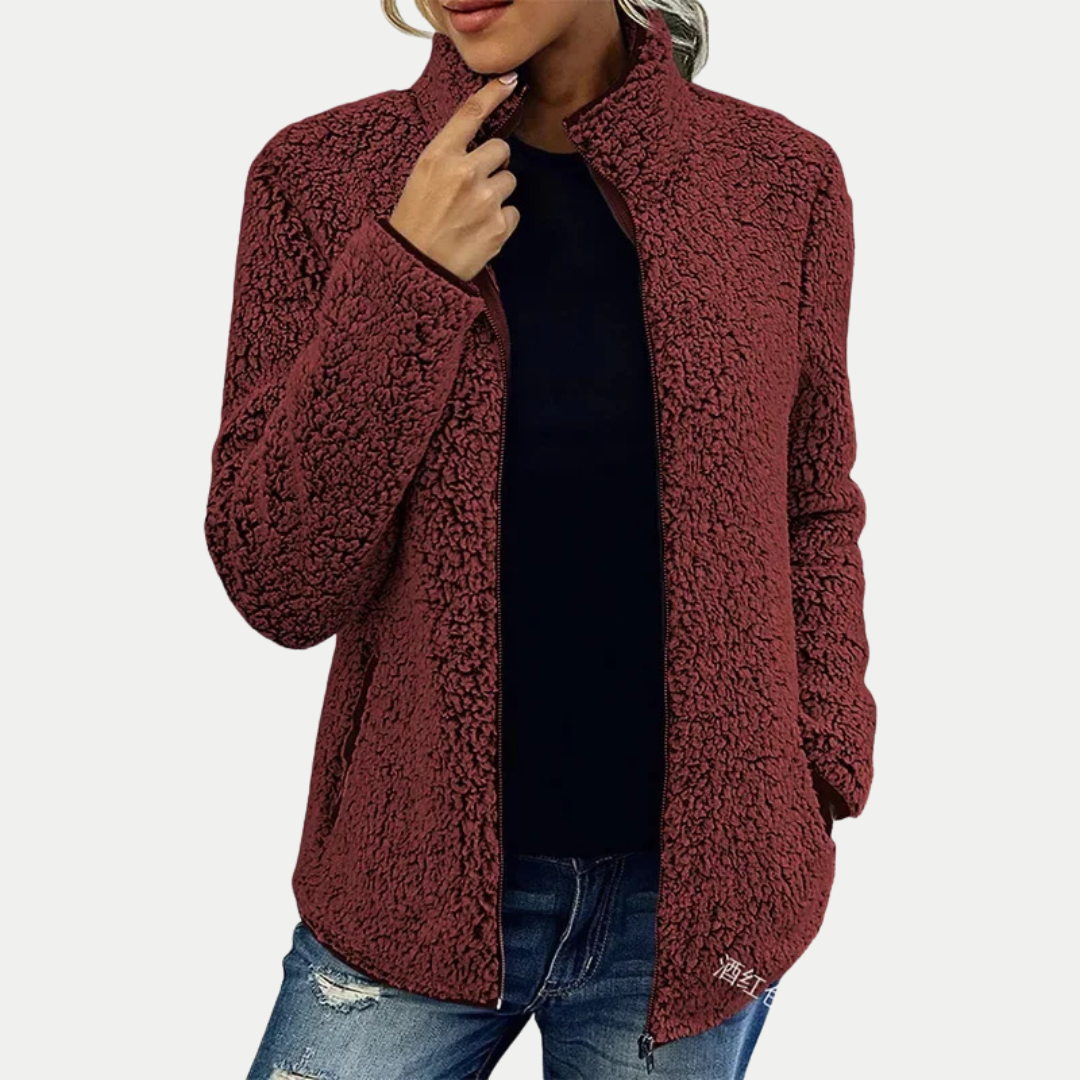 Ellis | Veste douillette à texture douce et fermeture éclair sur le devant