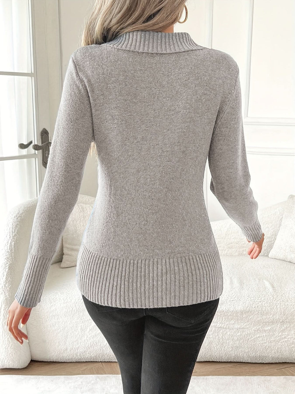 Elena | Top de punto elegante con escote cruzado
