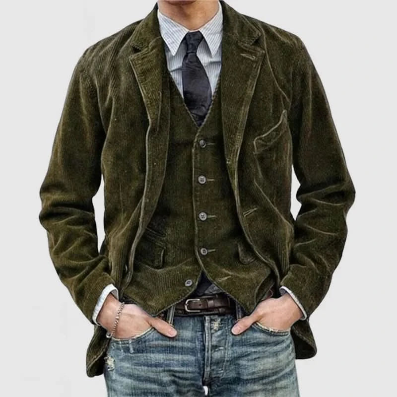 Frank | Ensemble Blazer et Gilet en Velours Côtelé 2 Pièces Premium