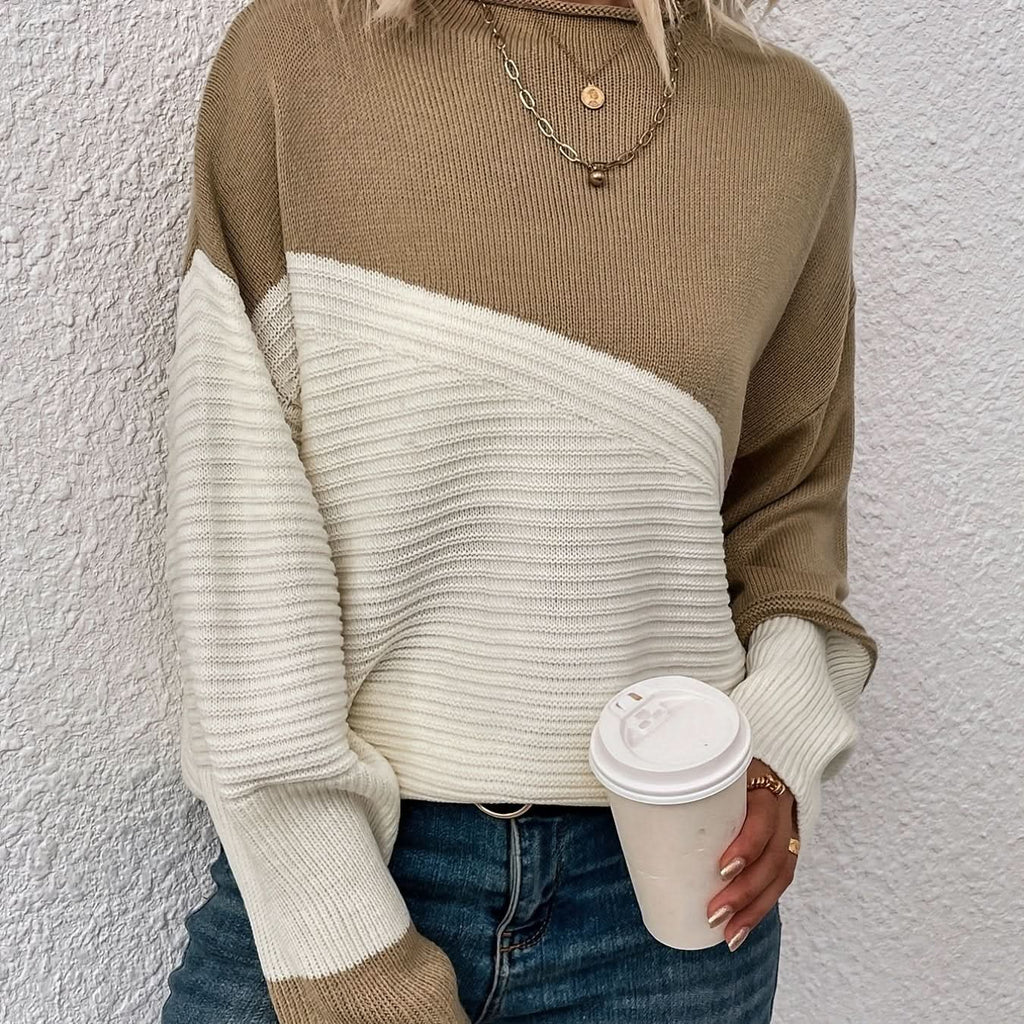 Talia | Sudadera con hombros caídos elegante bicolor