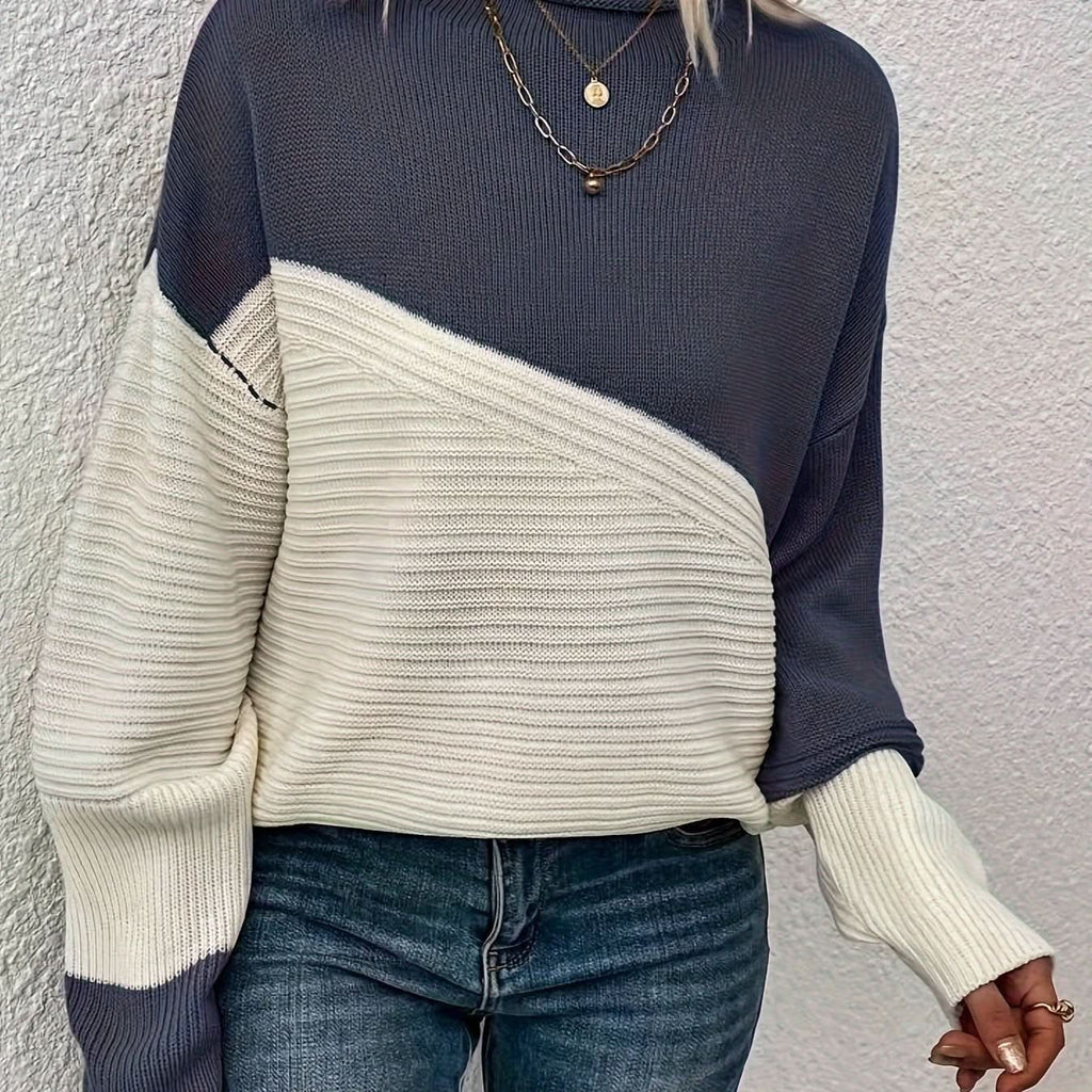 Talia | Sudadera con hombros caídos elegante bicolor