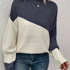 Talia | Sudadera con hombros caídos elegante bicolor