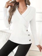 Elena | Top de punto elegante con escote cruzado