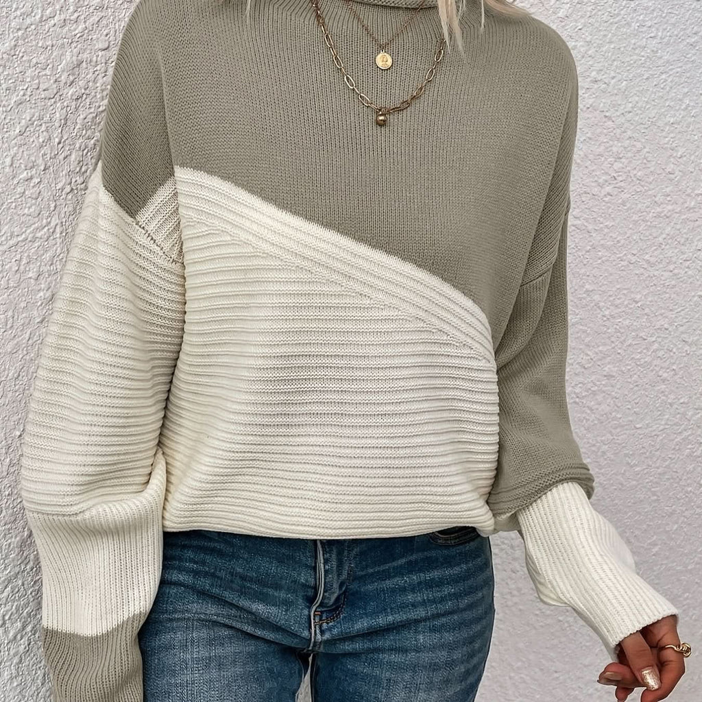 Talia | Sudadera con hombros caídos elegante bicolor