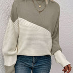 Talia | Sudadera con hombros caídos elegante bicolor