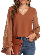 Lena | Blusa llamativa con cuello en V y manga texturizada