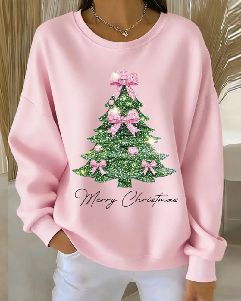 Tessa | Sudadera navideña de cuello redondo con árbol de Navidad