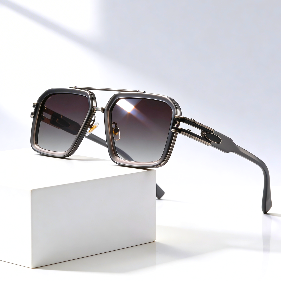 Grid Master™ | Flat-Lens Square Sunglasses | UV400 Metal Detail