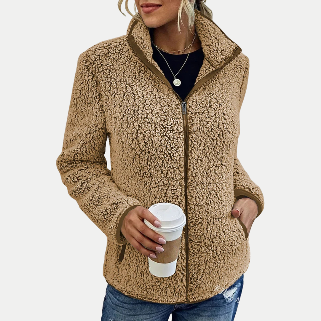 Ellis | Veste douillette à texture douce et fermeture éclair sur le devant