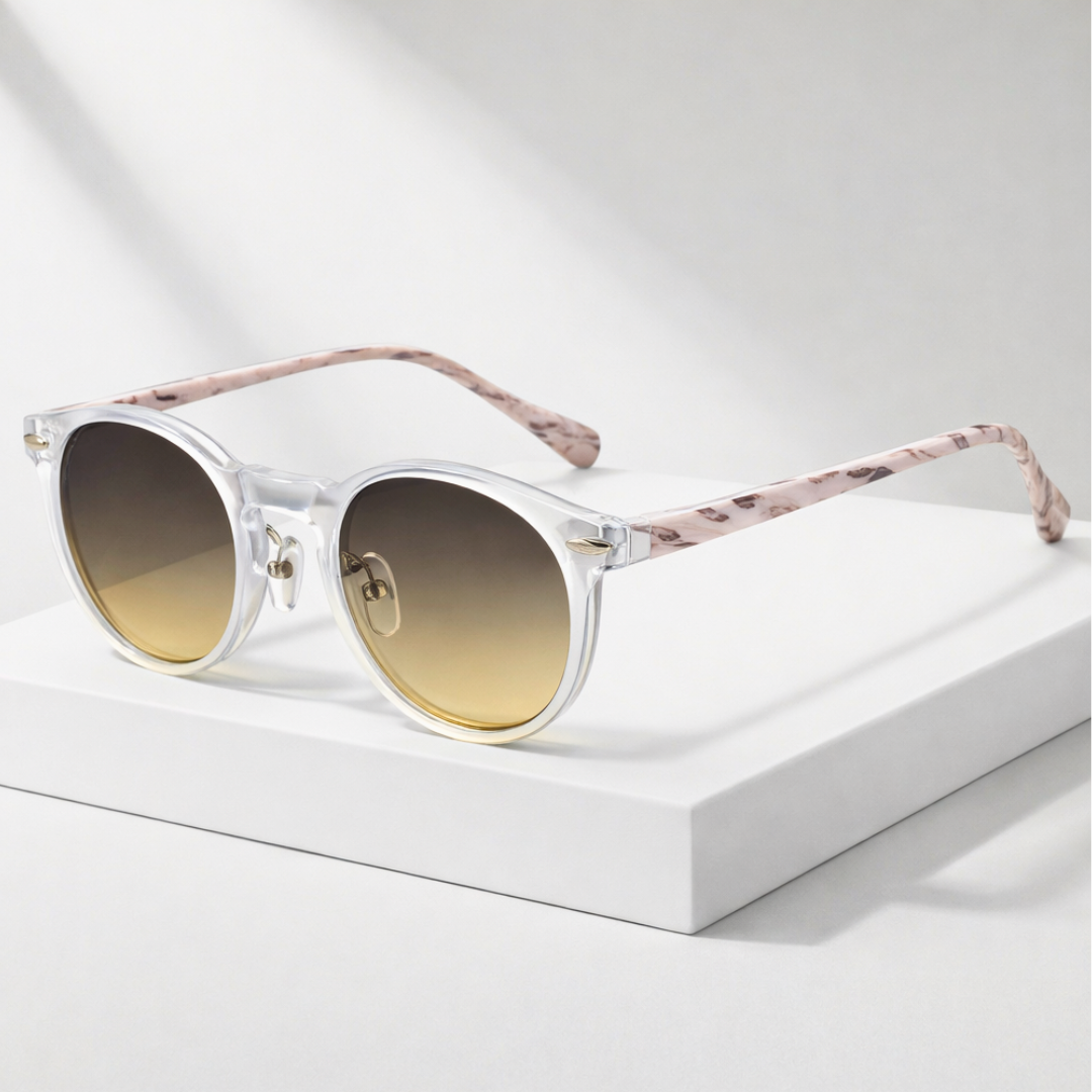 Sienna Drift™ | Wood-Tone Acetate Sunglasses | UV400 Rounded