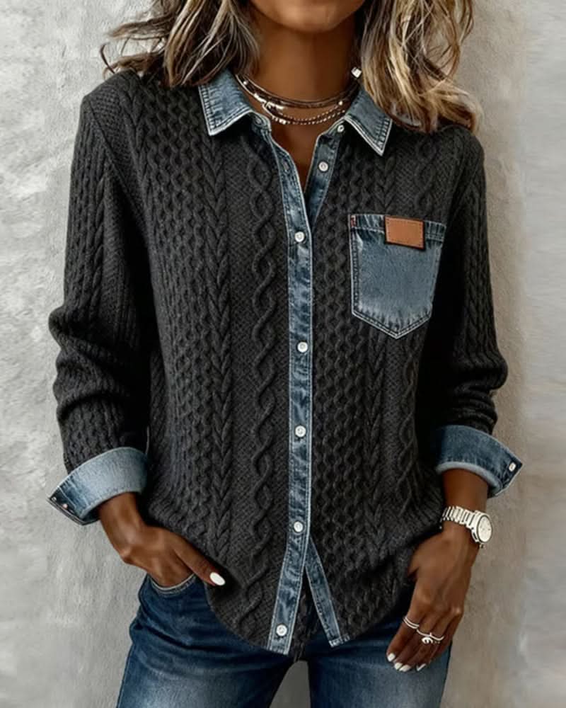 Elowen | Cardigan Superposé avec Bordures Contrastantes et Raffinées