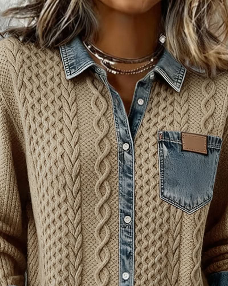 Elowen | Cardigan Superposé avec Bordures Contrastantes et Raffinées