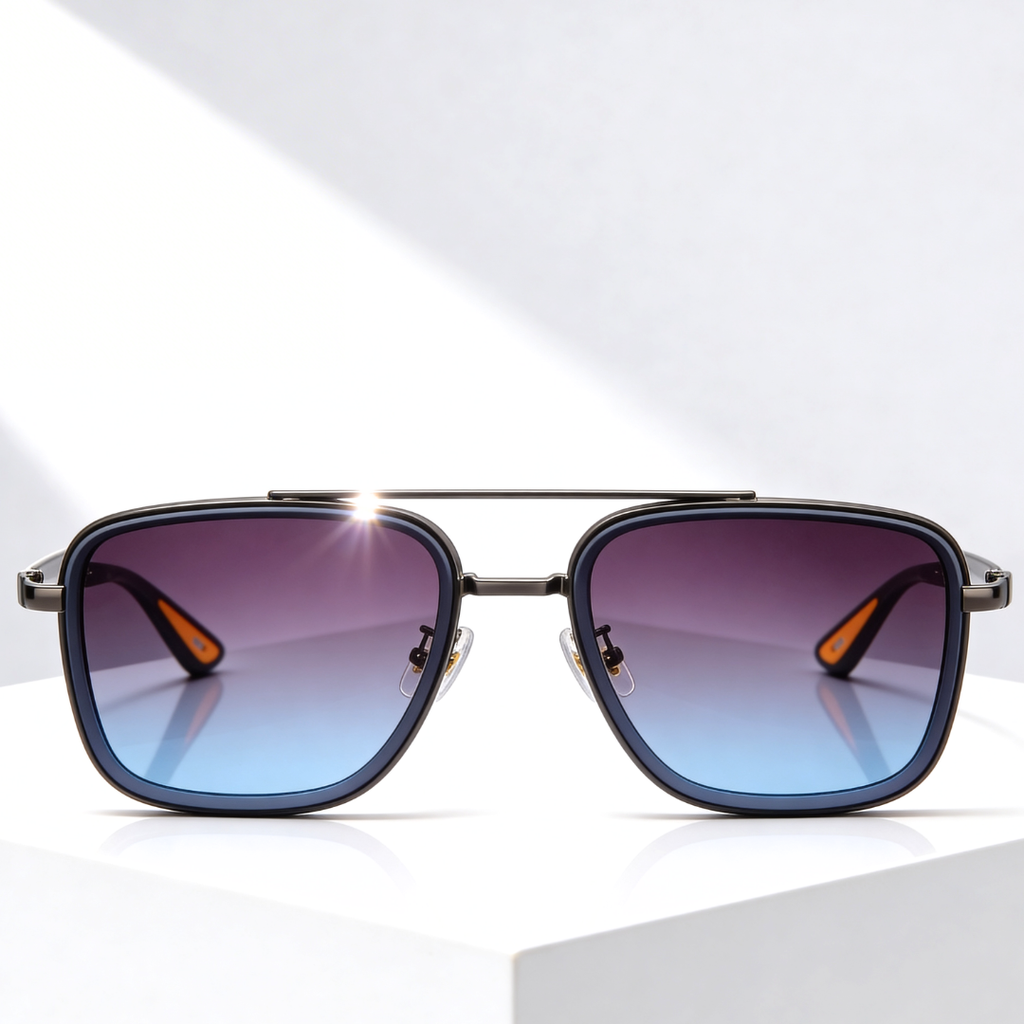 Rift Noir X™ | Square Metal-Acetate Sunglasses | UV380