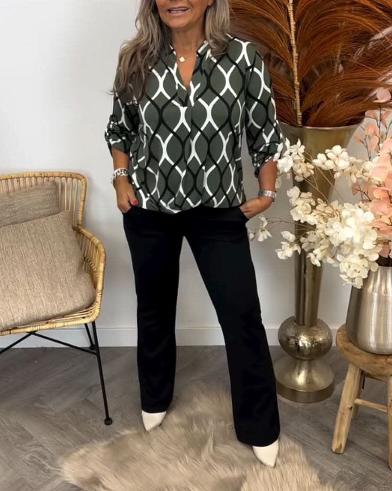 Naomi | Blouse élégante à manches longues et motifs