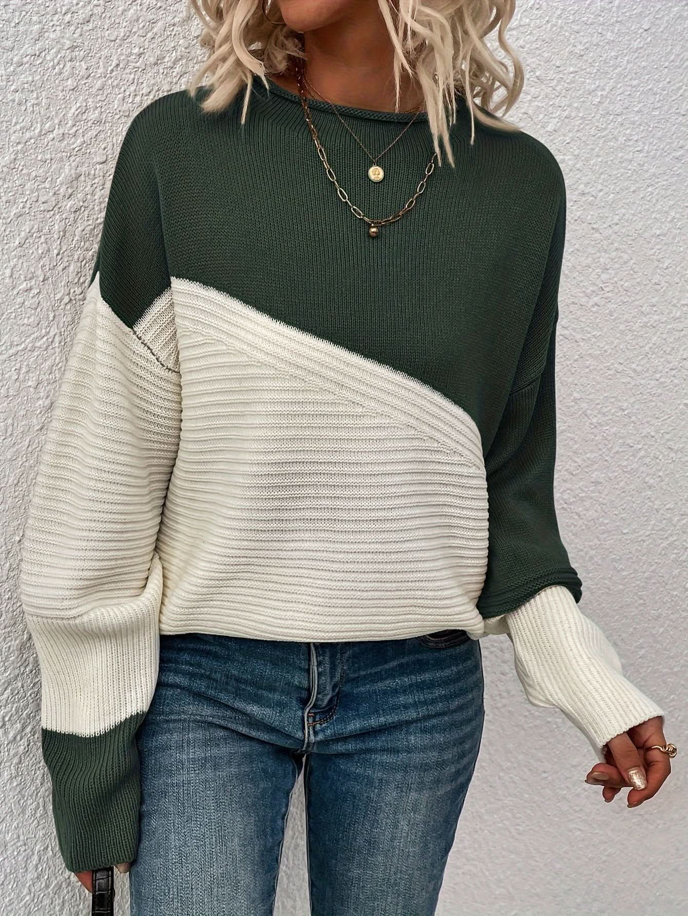 Talia | Sudadera con hombros caídos elegante bicolor