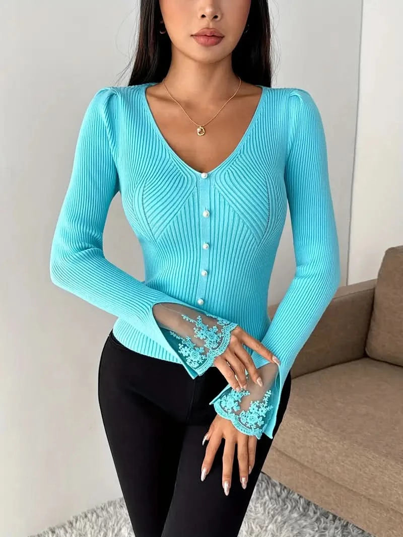 Elise | Suéter Elegante con Mangas de Encaje